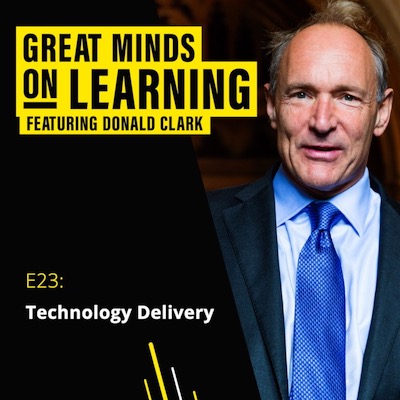 Great Minds on Learning podcast ident with image of Tim Berners-Lee