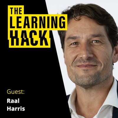 Learning Hack podcast ident with photograph of Raal Harris