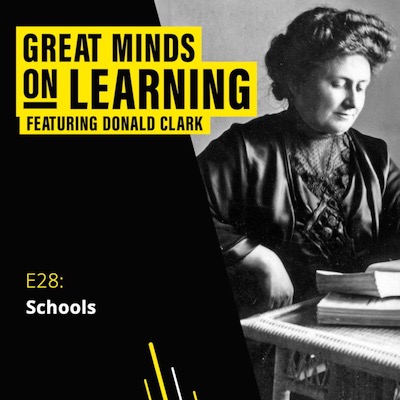 Great Minds on Learning ident with photograph of Maria Montessori