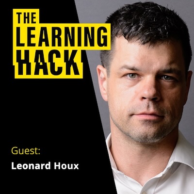 The Learning Hack podcast ident with photograph of Leonard Houx