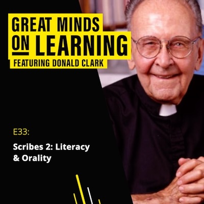 Great Minds on Learning podcast ident with photograph of Walter Ong