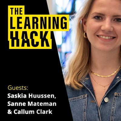 The Learning Hack podcast ident with photograph of Saskia Huussen