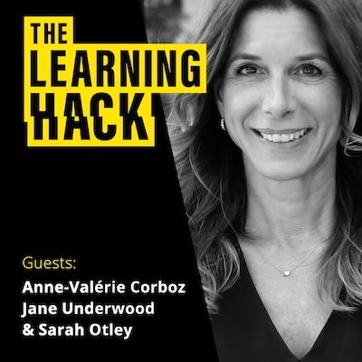 The Learning Hack podcast ident with a photograph of Anne-Valérie Corboz