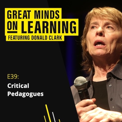 Great Minds on Learning podcast ident with photograph of Camille Paglia