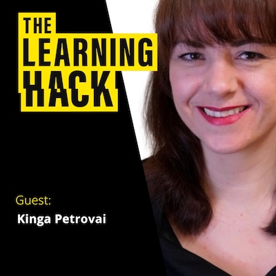 The Learning Hack Podcast ident with photograph of Kinga Petrovai